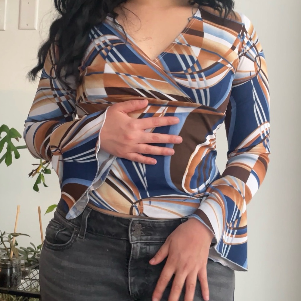 Blue Long Sleeve Top
